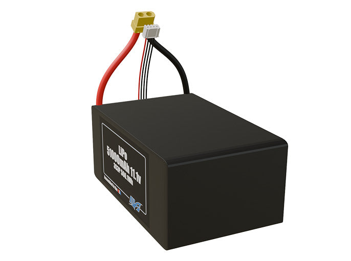 Angled product render of the 51000mAh 9-cell LiPo pack. A lightweight energy source for UAV, drone, and robotic builds.