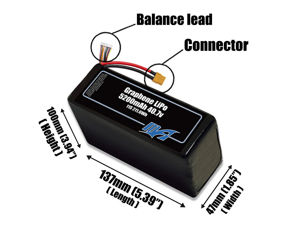 Graphene LiPo 5200 11S 40.7v Battery Pack