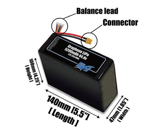 Graphene LiPo 5200mAh 12S 44.4v Battery Pack