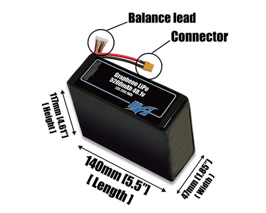 Graphene LiPo 5200mAh 13S 48.1v Battery Pack