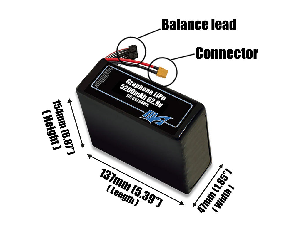 Graphene LiPo 5200 17S 62.9v Battery Pack