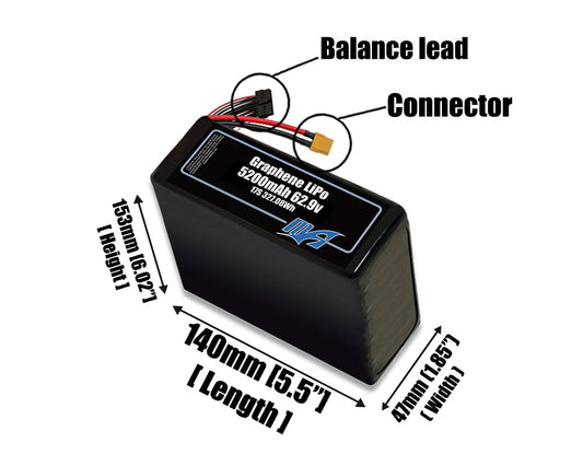 Graphene LiPo 5200mAh 17S 62.9v Battery Pack