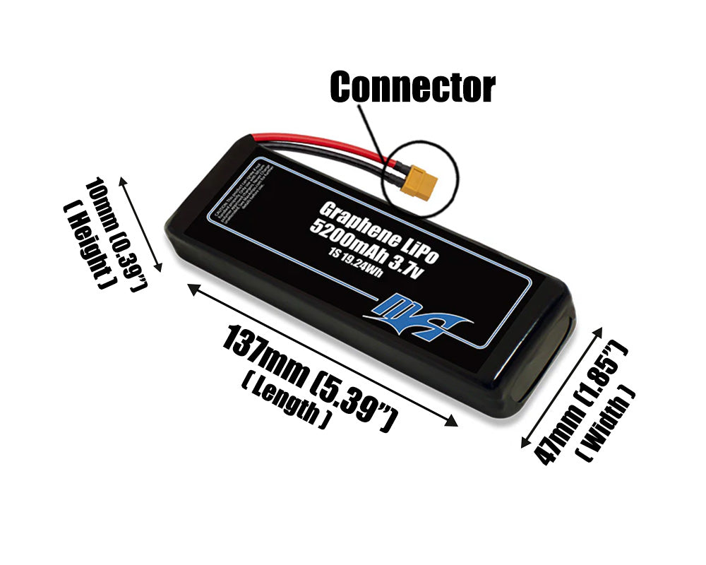 Graphene LiPo 5200mAh 1S 3.7v Battery Pack