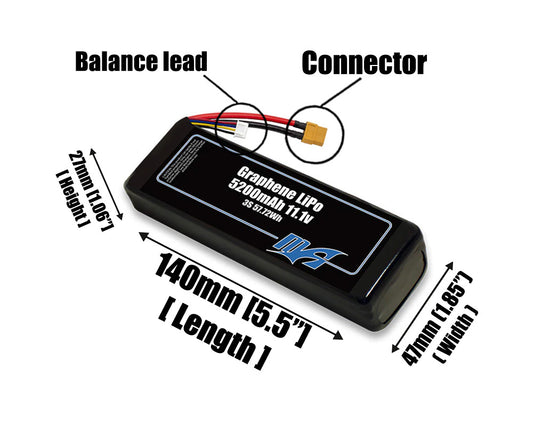 Graphene LiPo 5200mAh 3S 11.1v Battery Pack