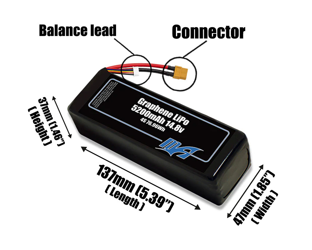 Graphene LiPo 5200mAh 4S 14.8v Battery Pack