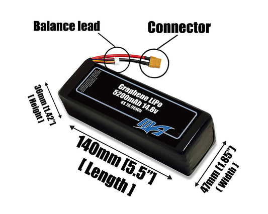Graphene LiPo 5200mAh 4S 14.8v Battery Pack