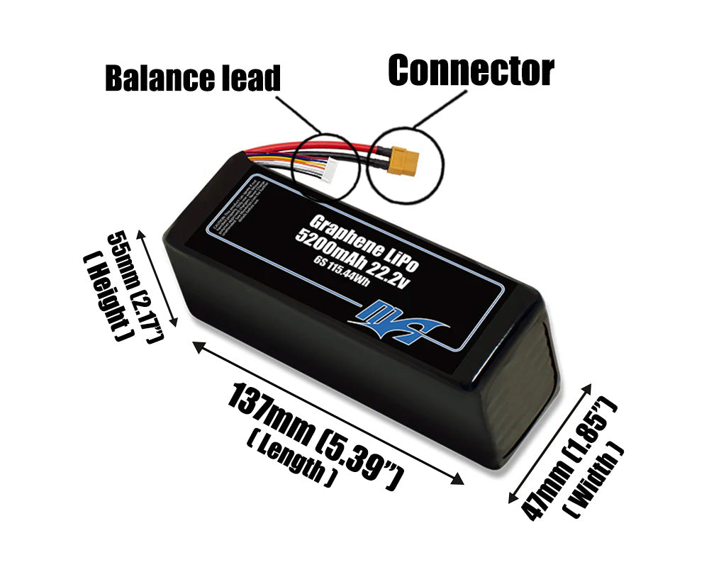 Graphene LiPo 5200mAh 6S 22.2v Battery Pack