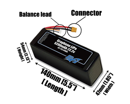 Graphene LiPo 5200mAh 6S 22.2v Battery Pack