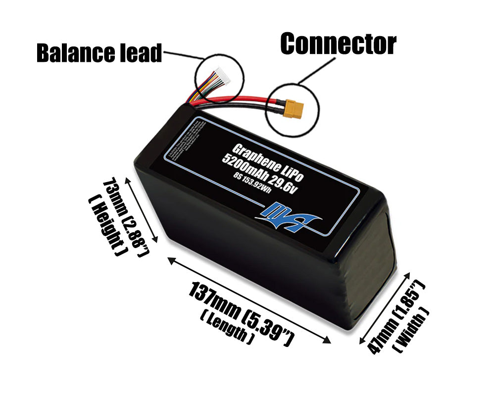 Graphene LiPo 5200mAh 8S 29.6v Battery Pack