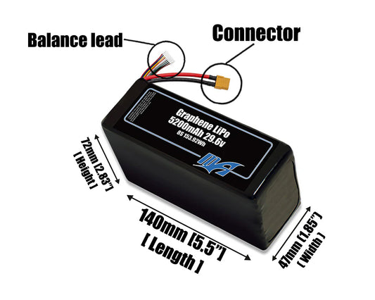 Graphene LiPo 5200mAh 8S 29.6v Battery Pack