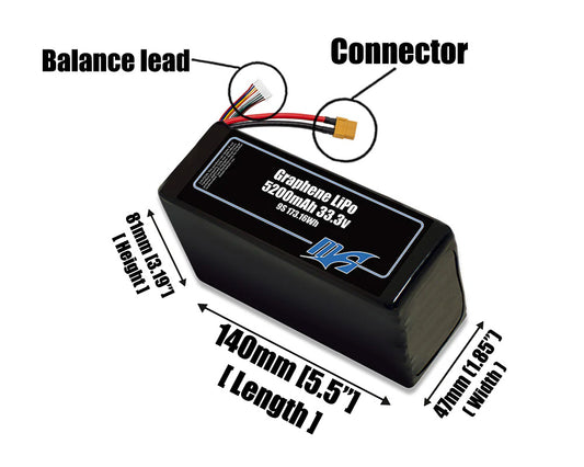 Graphene LiPo 5200mAh 9S 33.3v Battery Pack
