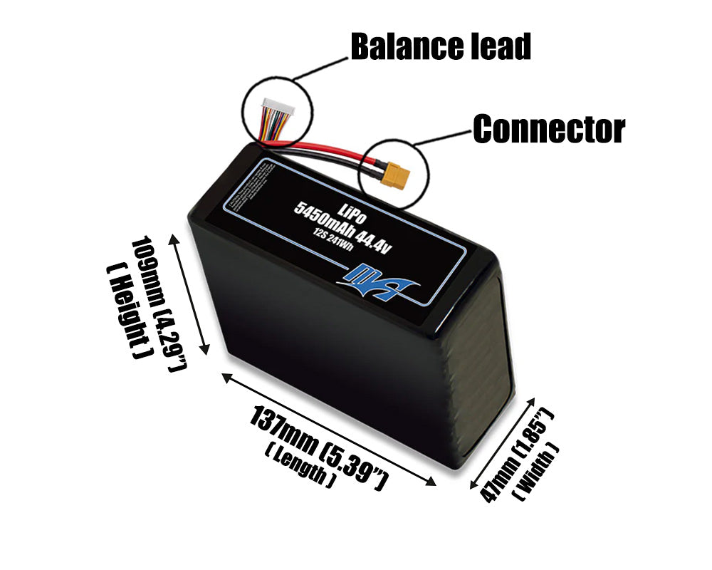 LiPo 5450mAh 12S 44.4v Battery Pack