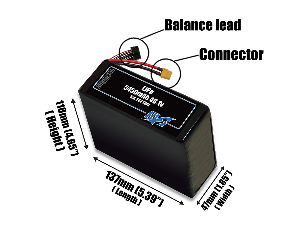 LiPo 5450mAh 13S 48.1v Battery Pack