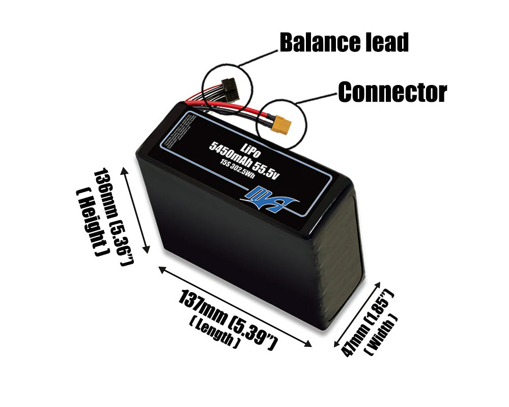 LiPo 5450mAh 15S 55.5v Battery Pack