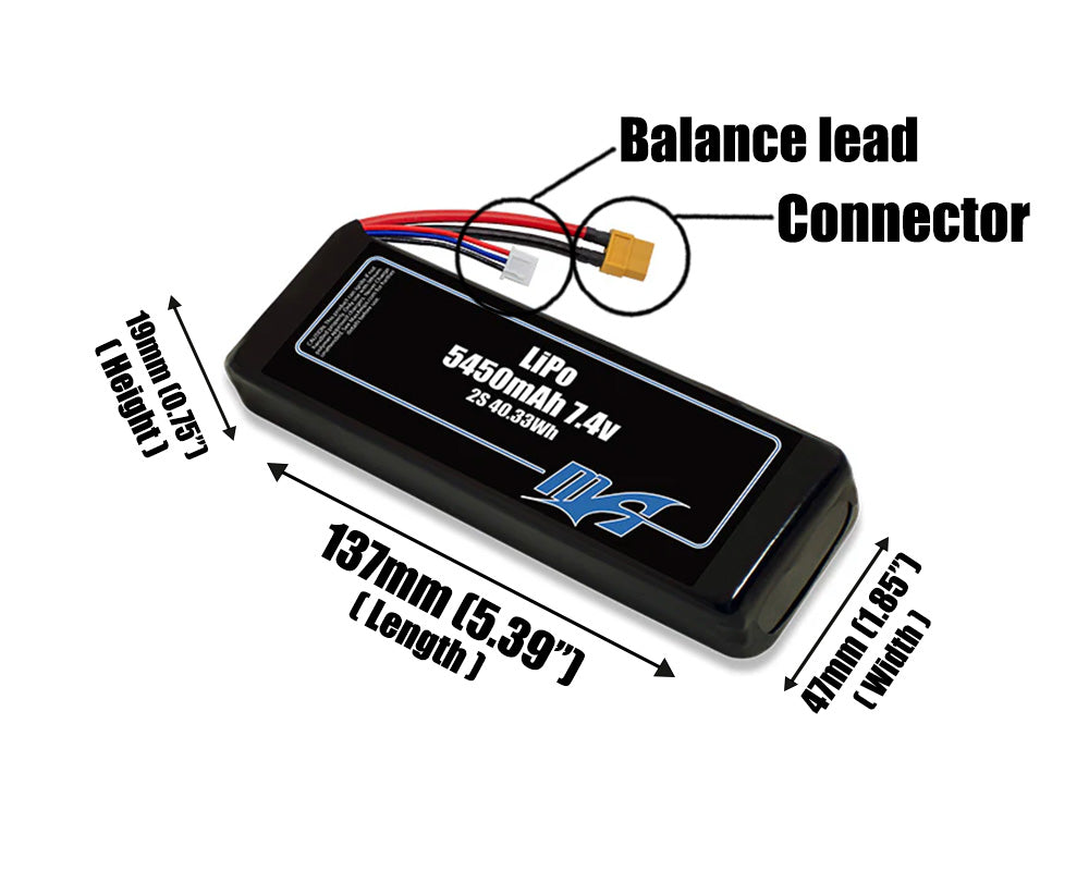 LiPo 5450mAh 2S 7.4v Battery Pack