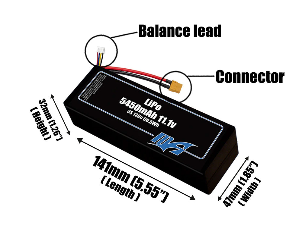 Hard Case LiPo 5450mAh 3S 11.1v Battery Pack