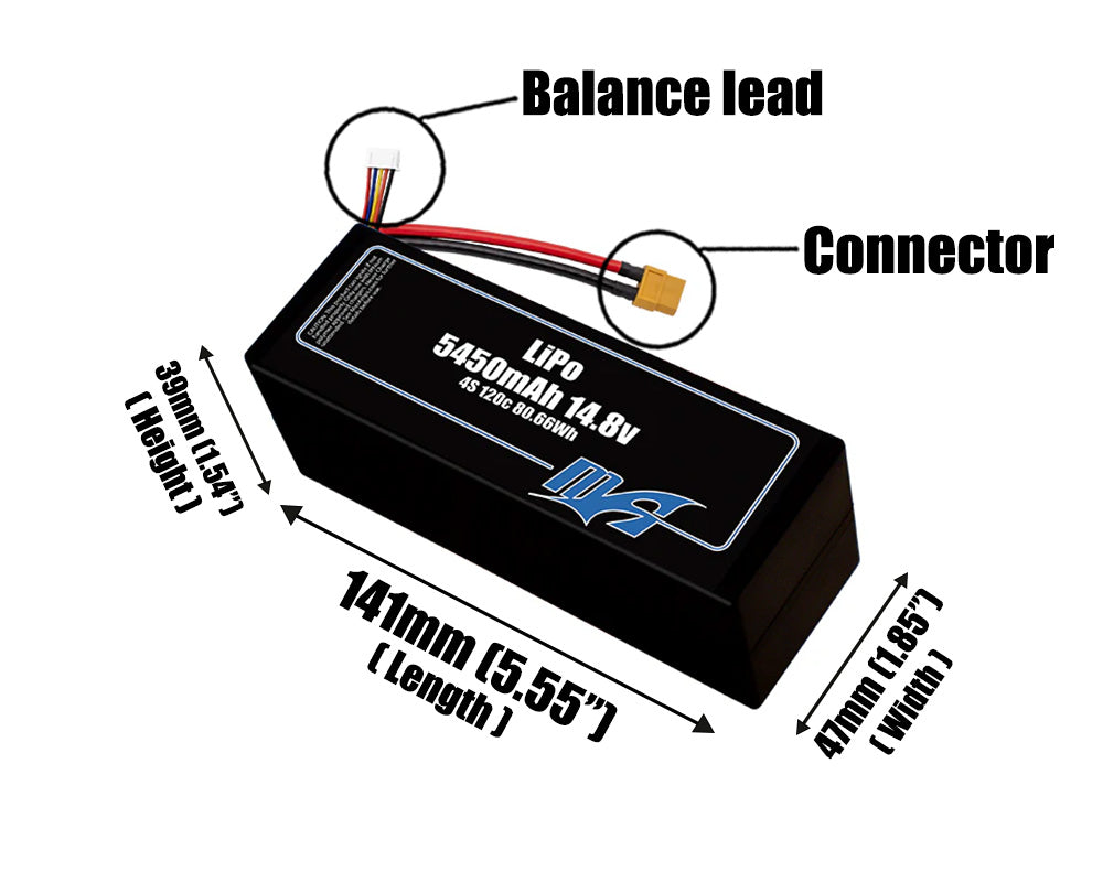 Hard Case LiPo 5450mAh 4S 14.8v Battery Pack