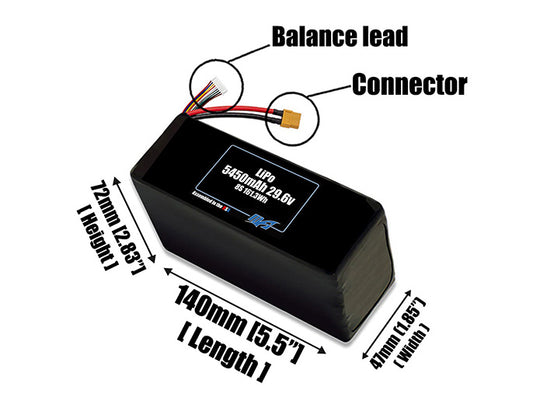 LiPo 5450mAh 8S 29.6v Battery Pack