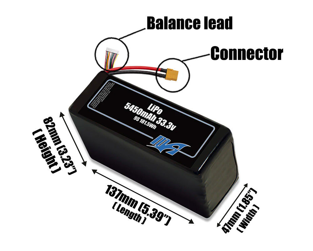 LiPo 5450mAh 9S 33.3v Battery Pack