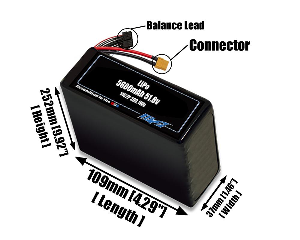 LiPo 5600mAh 14S2P 51.8v Battery Pack
