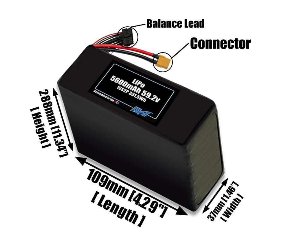 LiPo 5600mAh 16S2P 59.2v Battery Pack