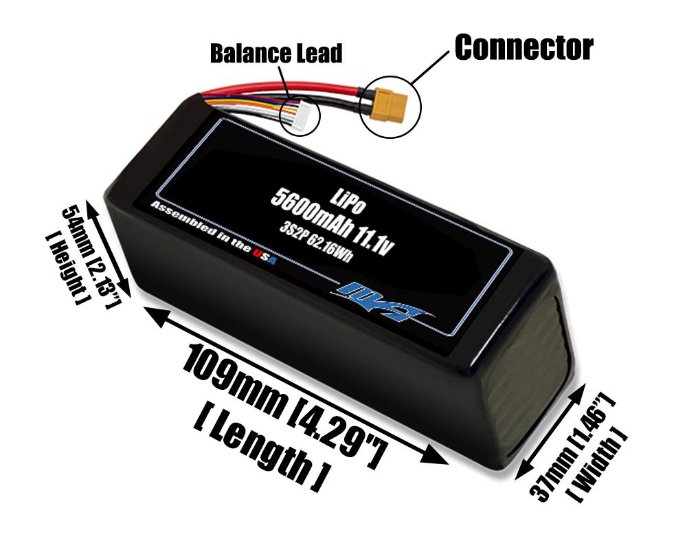 LiPo 5600mAh 3S2P 11.1v Battery Pack