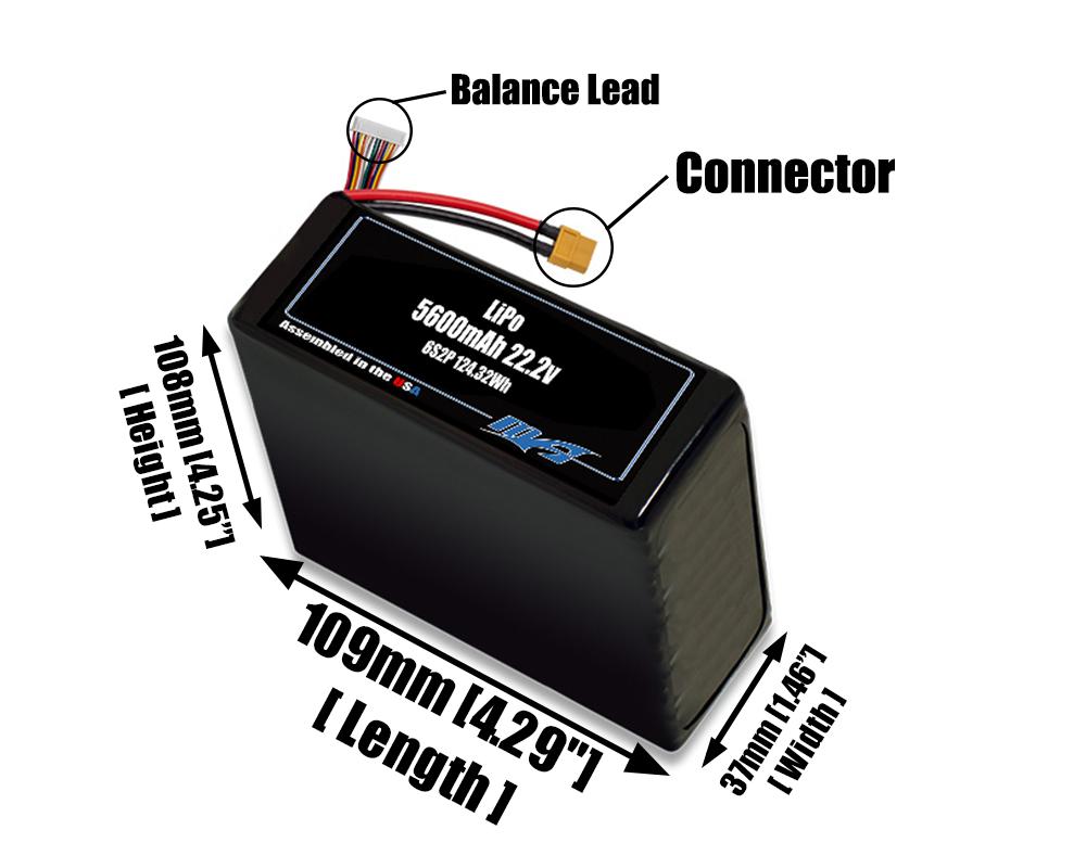 LiPo 5600mAh 6S2P 22.2v Battery Pack