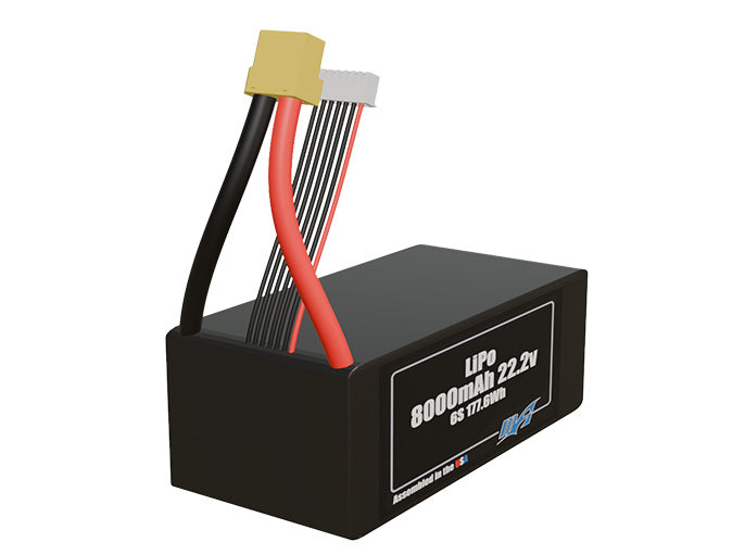 Rendered view of slim 8000mAh lite LiPo cells, used in UAV and defense-grade robotics projects