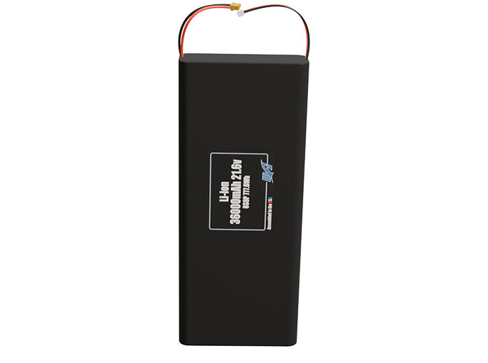Front-facing render of the 21.6V 36000mAh 6S8P Lithium-Ion end to end battery, assembled in the USA by maxamps, for drone and robotics applications.