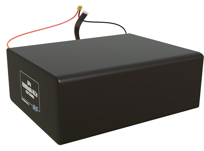 Angled product render of the 70000mAh 22-cell LiPo pack. A lightweight energy source for UAV, drone, and robotic builds.