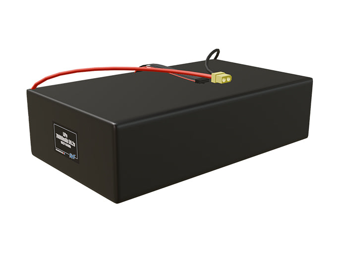 Angled product render of the 70000mAh 32-cell LiPo pack. A lightweight energy source for UAV, drone, and robotic builds.