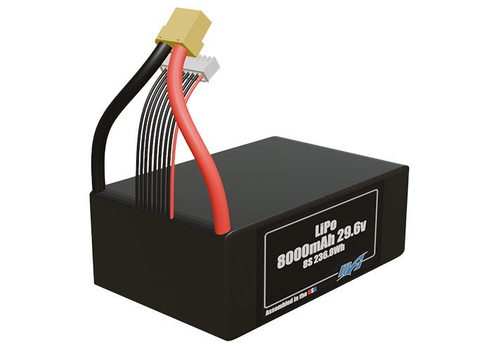 Rendered view of slim 8000mAh lite LiPo cells, used in UAV and defense-grade robotics projects