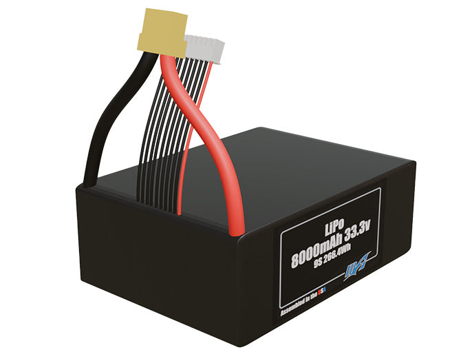 Rendered view of slim 8000mAh lite LiPo cells, used in UAV and defense-grade robotics projects