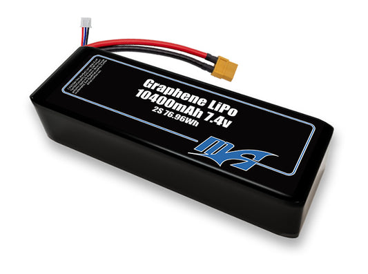 A MaxAmps Graphene LiPo 10400mAh 2S 2P 7.4 volt battery pack