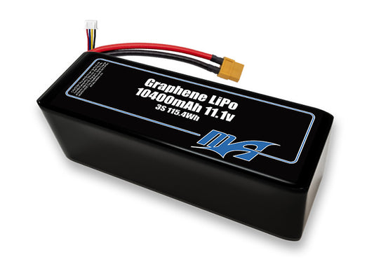 A MaxAmps Graphene LiPo 10400mAh 3S 2P 11.1 volt battery pack