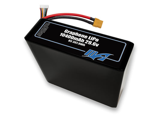 A MaxAmps Graphene LiPo 10400mAh 8S 2P 29.6 volt battery pack
