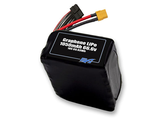 A MaxAmps Graphene LiPo 1050mAh 18S 66.6 volt battery pack
