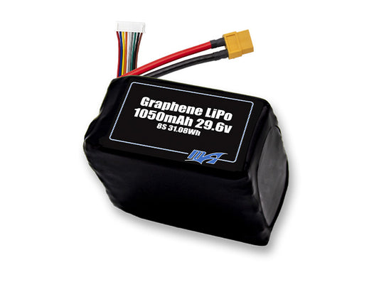A MaxAmps Graphene LiPo 1050mAh 8S 29.6 volt battery pack