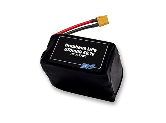 A MaxAmps Graphene LiPo 670mAh 11S 40.7 volt battery pack