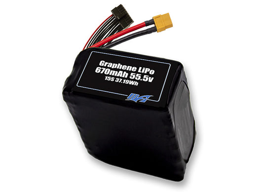 A MaxAmps Graphene LiPo 670mAh 15S 55.5 volt battery pack