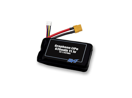A MaxAmps Graphene LiPo 670mAh 3S 11.1 volt battery pack