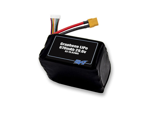 A MaxAmps Graphene LiPo 670mAh 8S 29.6 volt battery pack