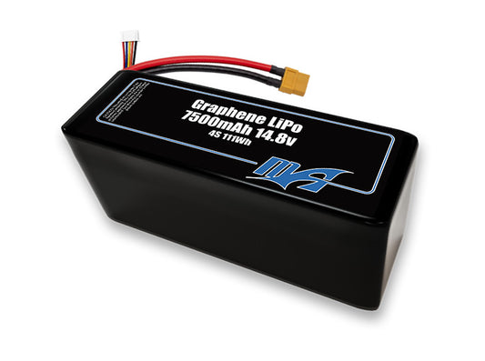 A MaxAmps Graphene LiPo 7500mAh 4S 2P 14.8 volt battery pack