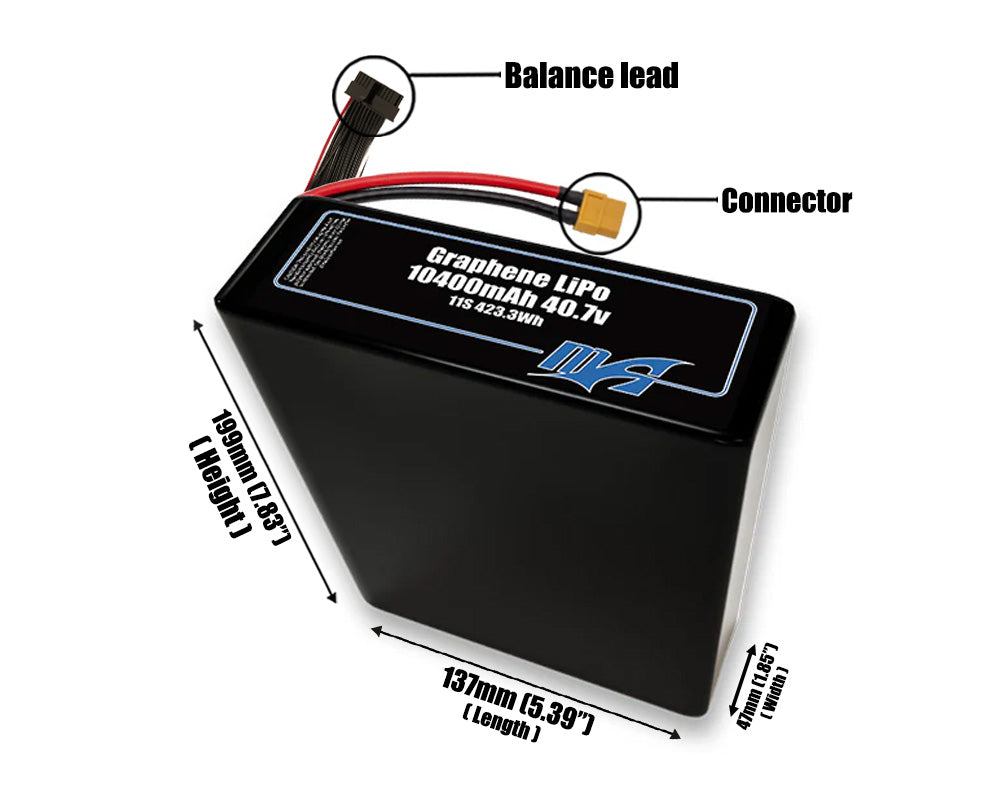 Graphene LiPo 10400mAh 11S2P 40.7v Battery Pack