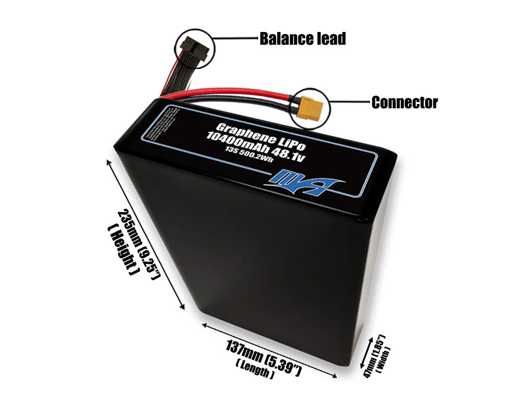 Graphene LiPo 10400mAh 13S2P 48.1v Battery Pack