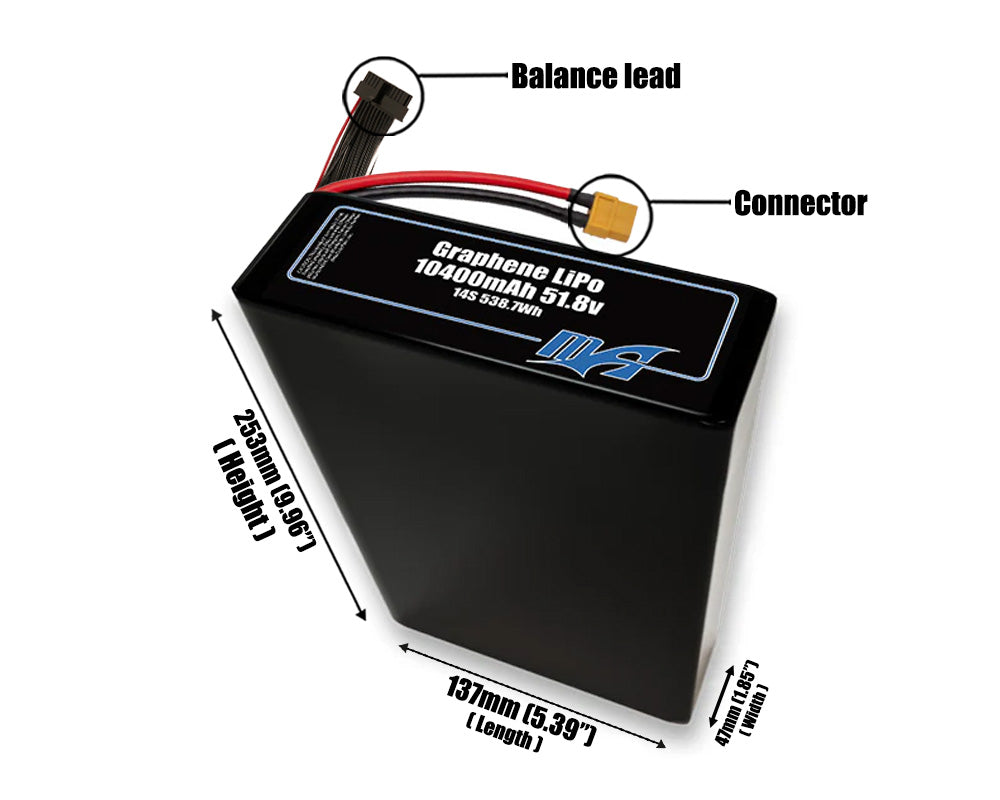 Graphene LiPo 10400mAh 14S2P 51.8v Battery Pack