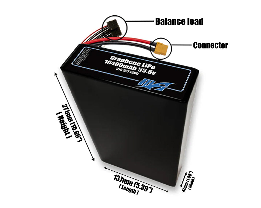 Graphene LiPo 10400mAh 15S2P 55.5v Battery Pack