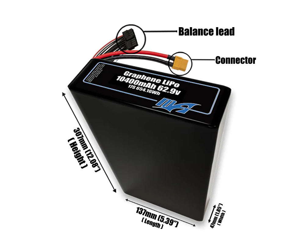 Graphene LiPo 10400mAh 17S2P 62.9v Battery Pack