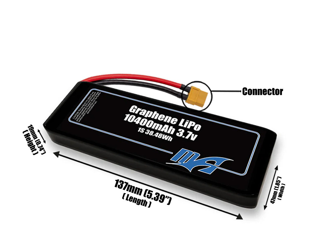 Graphene LiPo 10400mAh 1S2P 3.7v Battery Pack