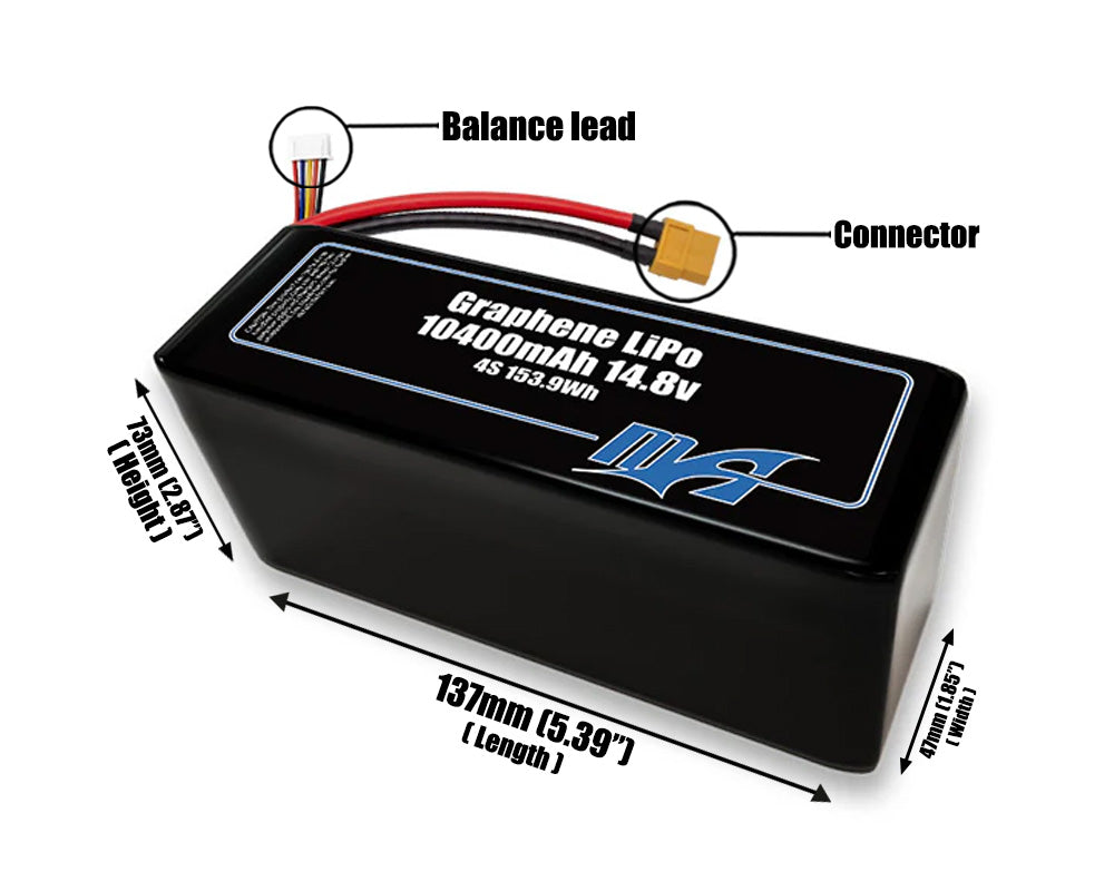 Graphene LiPo 10400mAh 4S2P 14.8v Battery Pack